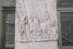 Altar with a relief of a sacrifice scene. Dedicated to Neptune by Lucius Gessius Optatus. Found in Roatto, dated to the early 2nd century CE. Museo di Antichità di Torino.