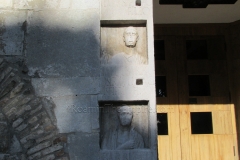 Detail of left side of the funerary stele re-used in the entry  of Cattedrale di San Giusto Martire.