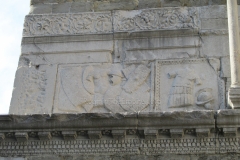 Detail of the remains of the propylaeum on the southern facade of the bell tower.