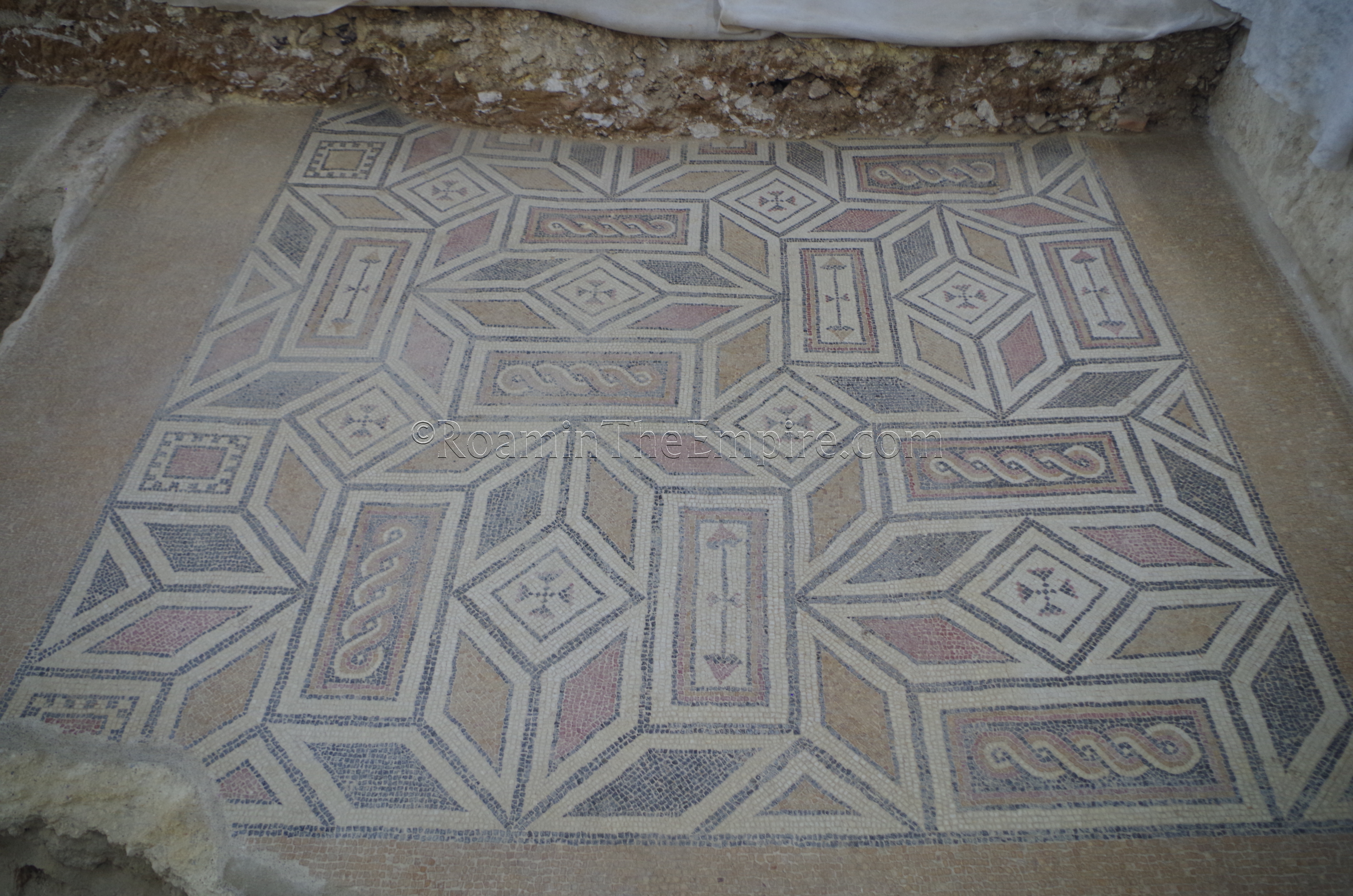 Geometric mosaic in the Domus of Orpheus.