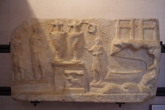 Votive relief to Castor and Pollux by one, Argenidas, in celebration of his successful sea voyage. Dated to the 2nd century BCE. From Pephnos, now in the Museo Lapidario Maffeiano .