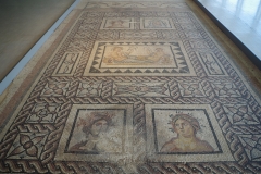 Mosaic of river gods surrounded by the personifications of the seasons. Dated to the 3rd century CE and found in Vienne. Displayed in the Musée Gallo Romain.