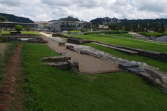 Road and monumental portico.