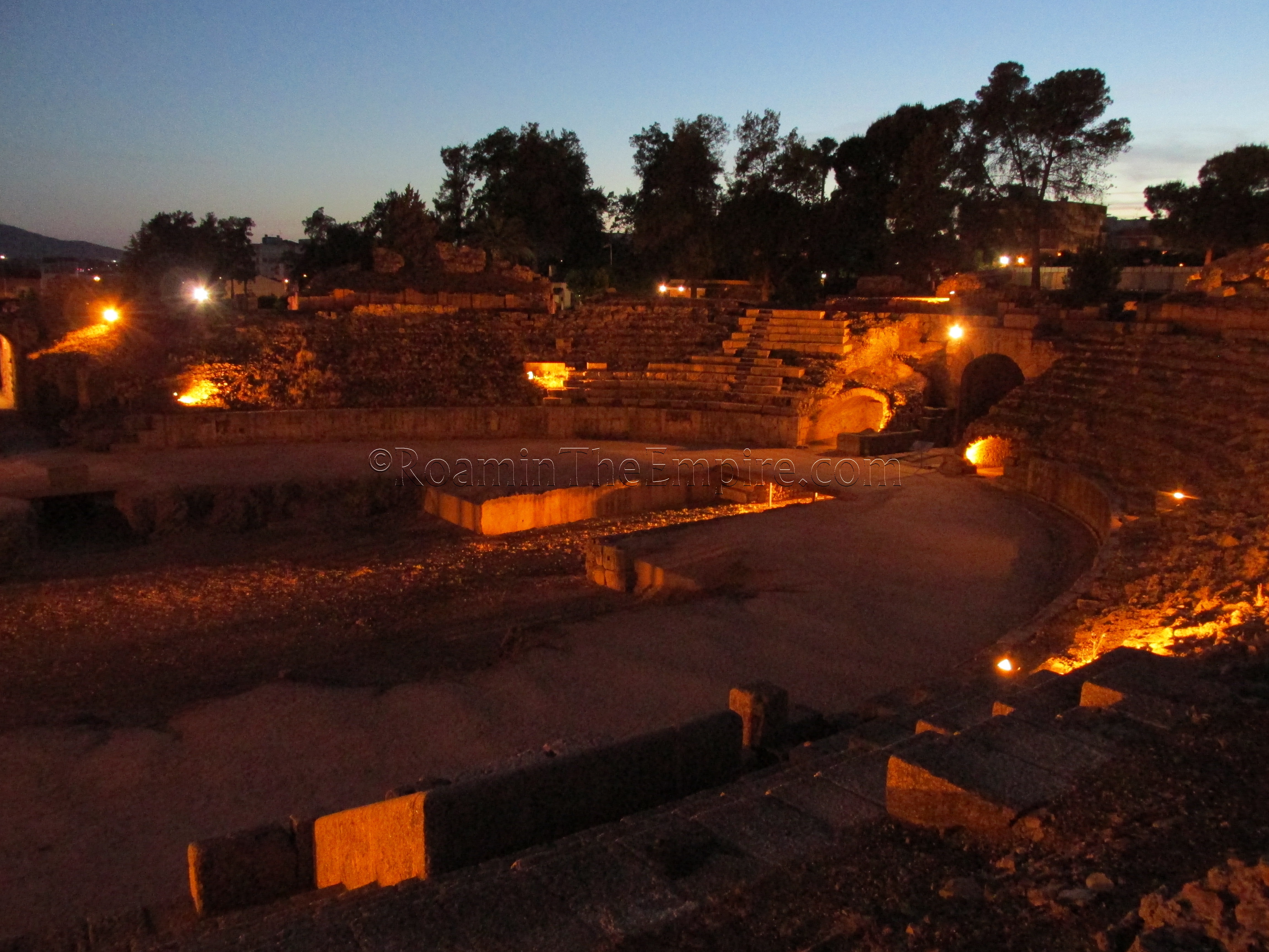 Amphitheater of Augusta Emerita in the evening.