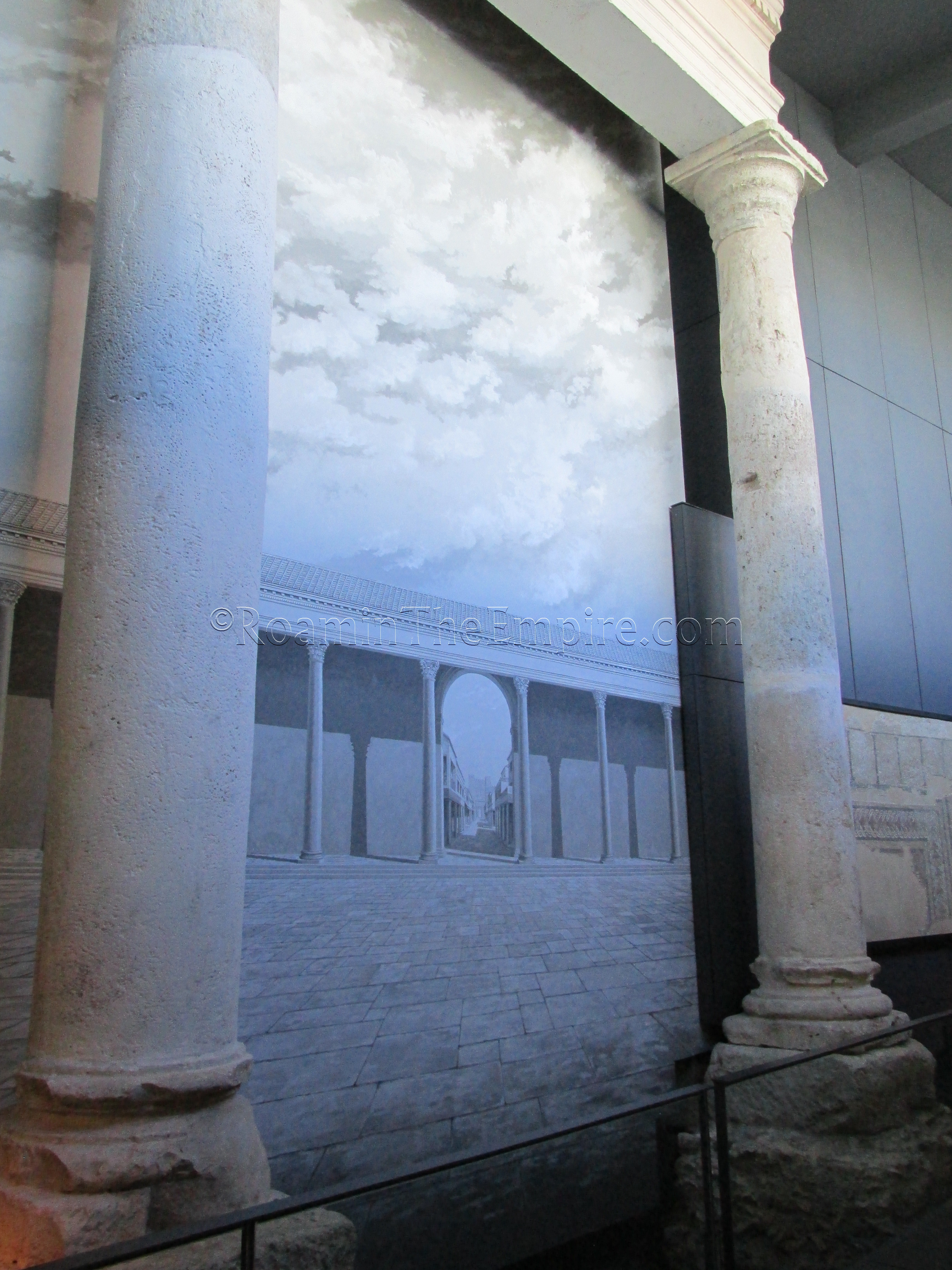 Reconstructed columns of the forum colonnade at l'Almonia. Valentia.