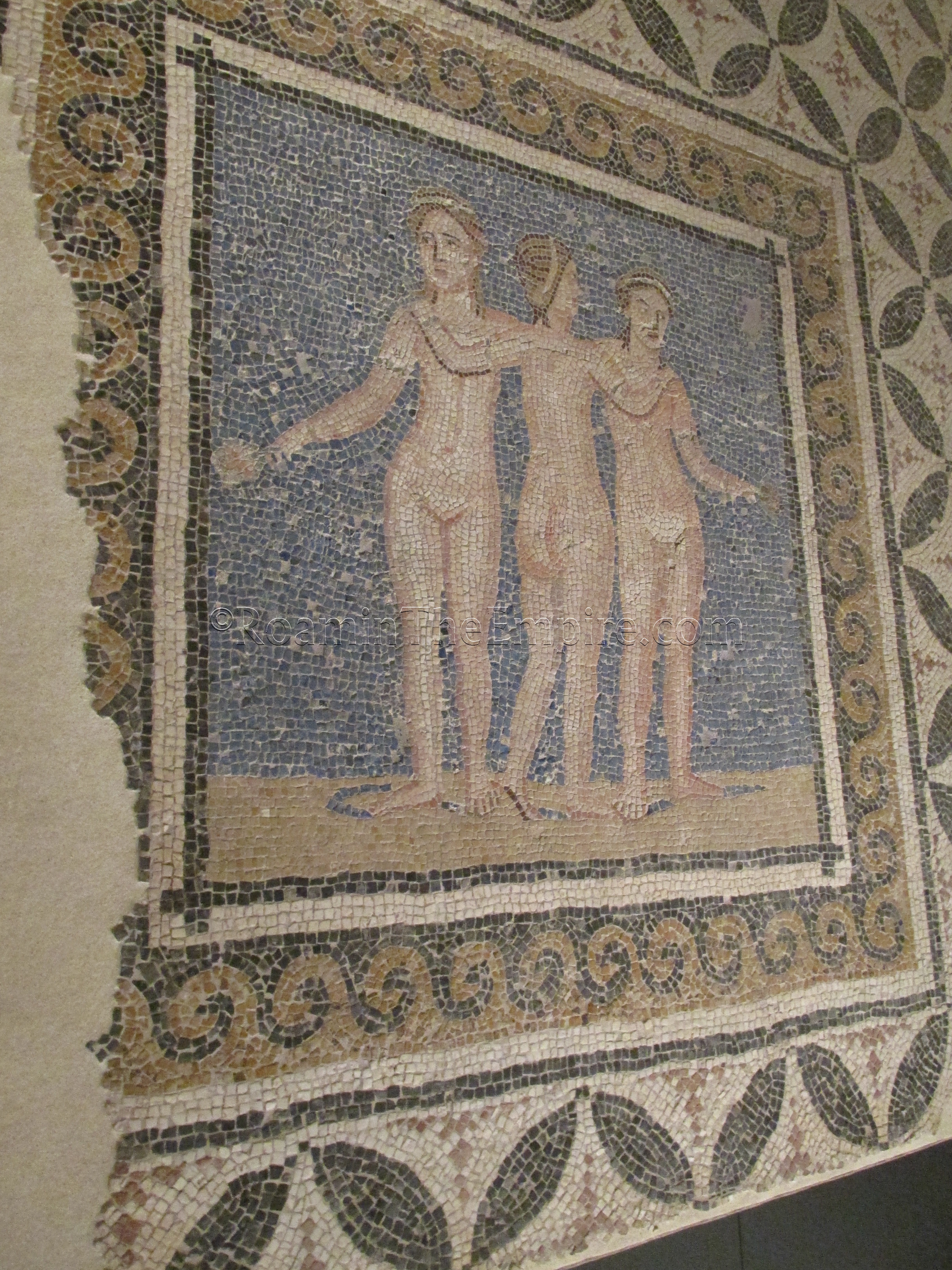 Three Graces mosaic from a house in the western part of Barcino.