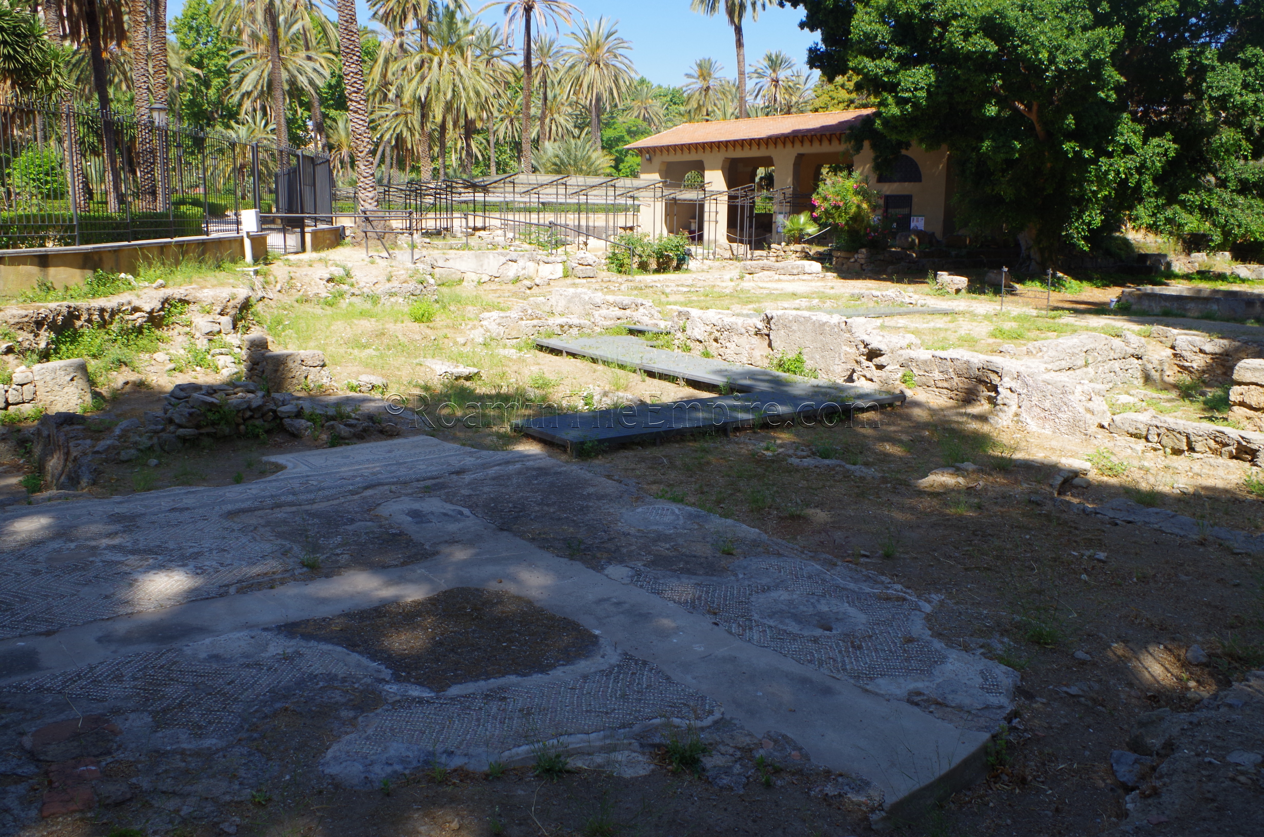 Remains of villas at the Villa Bonnano park. Panormus. Palermo.