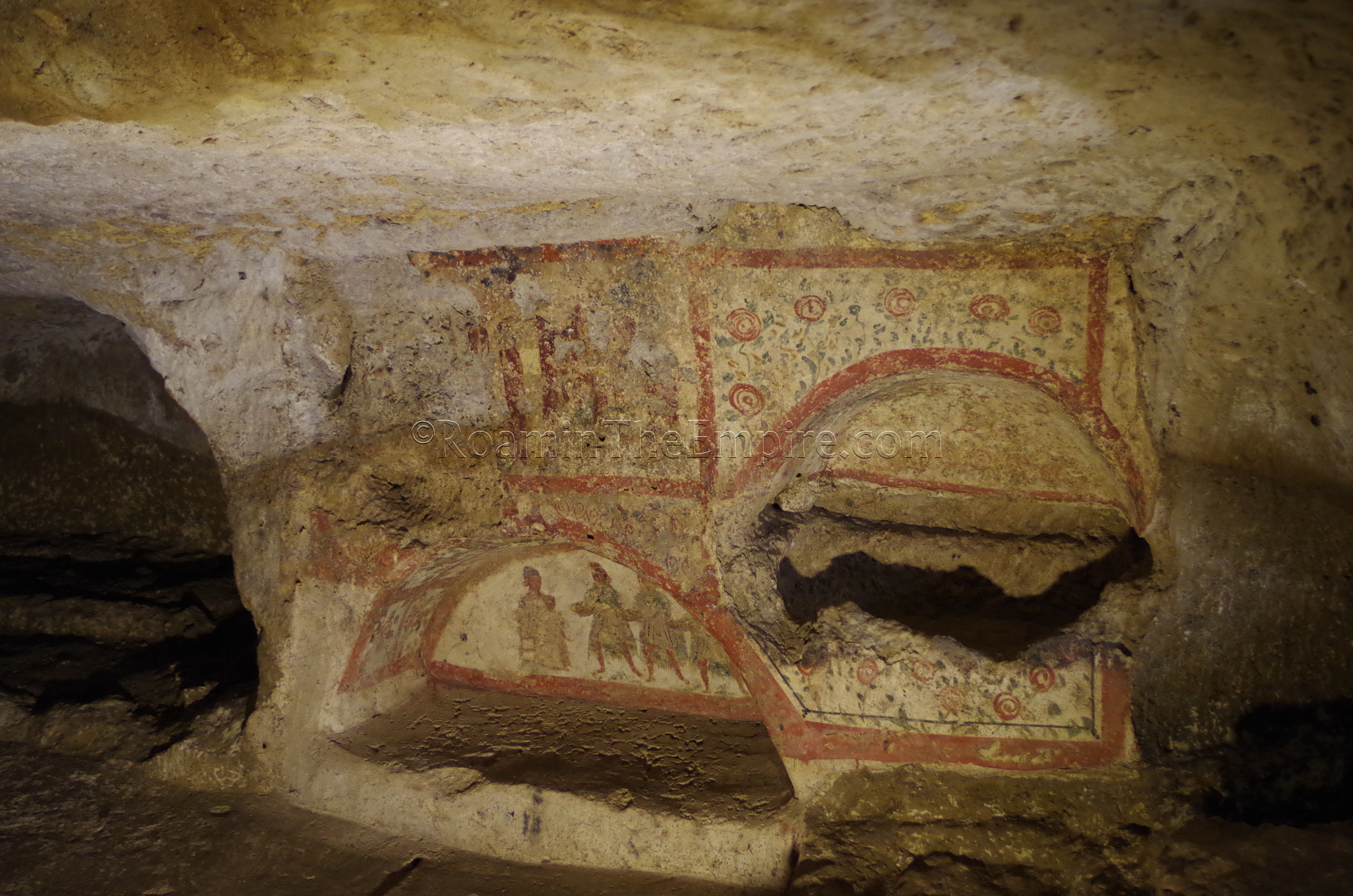 Fresco remains at the Catacombe di Villagrazia di Carini. Panormus. Palermo.