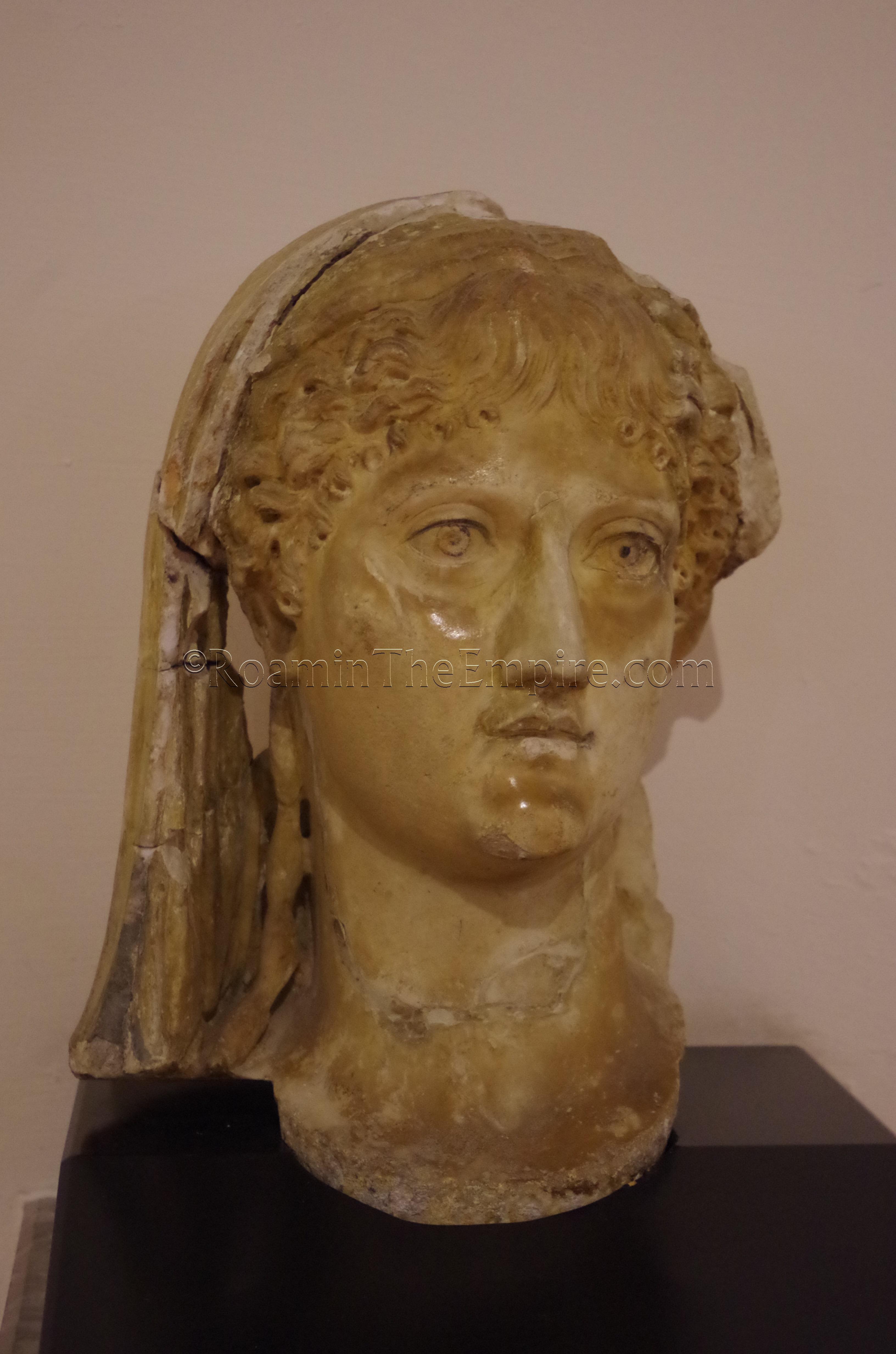 Portrait of Agrippina the Elder. Found in a building near the forum, designated as the 'Casa di Stenio'. Dated to 35-40 CE. Thermae Himerenses. Termini Imerense.
