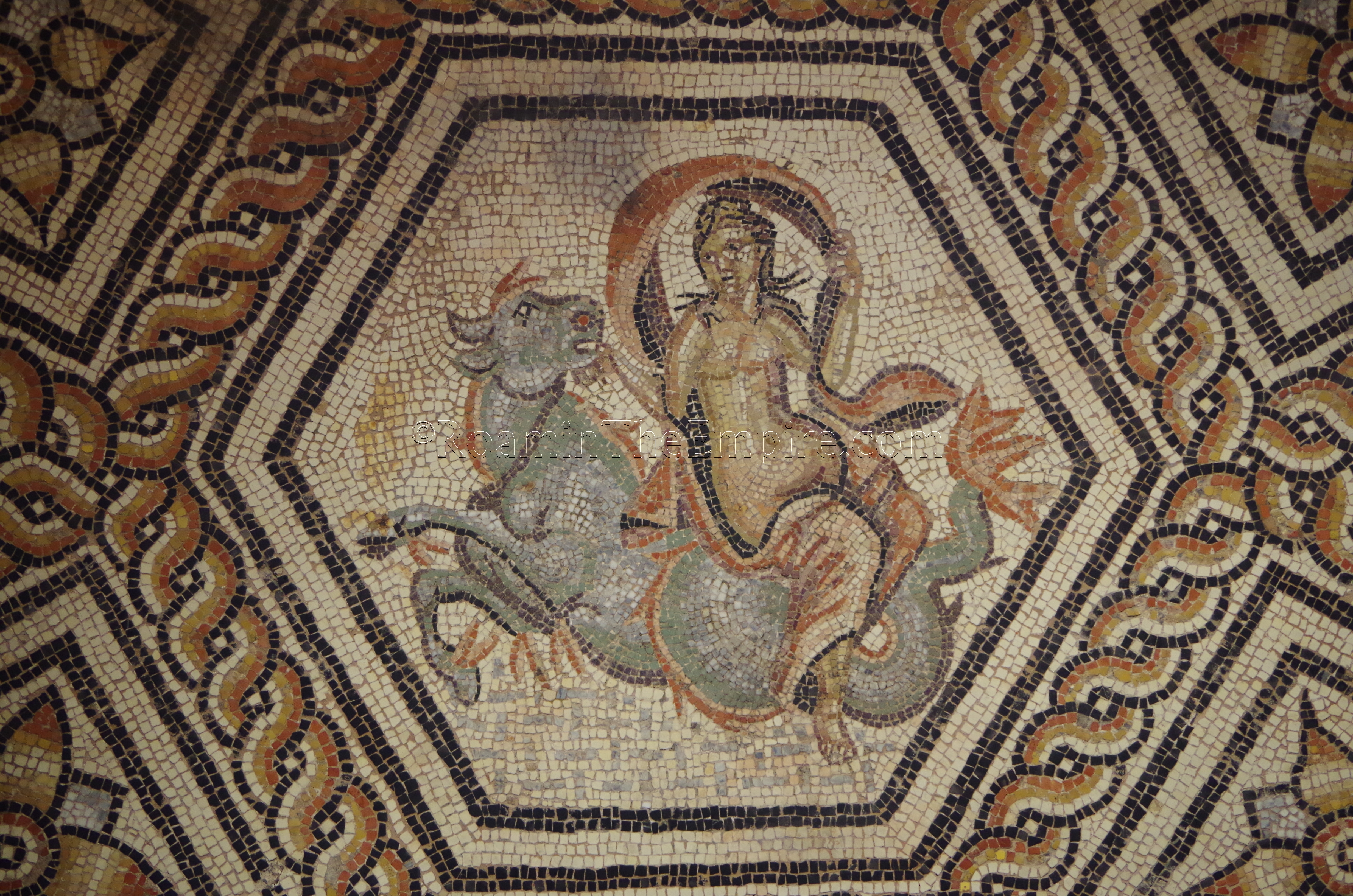 Mosaic of Europa and the bull in the Musée de la Romanité, Nîmes.