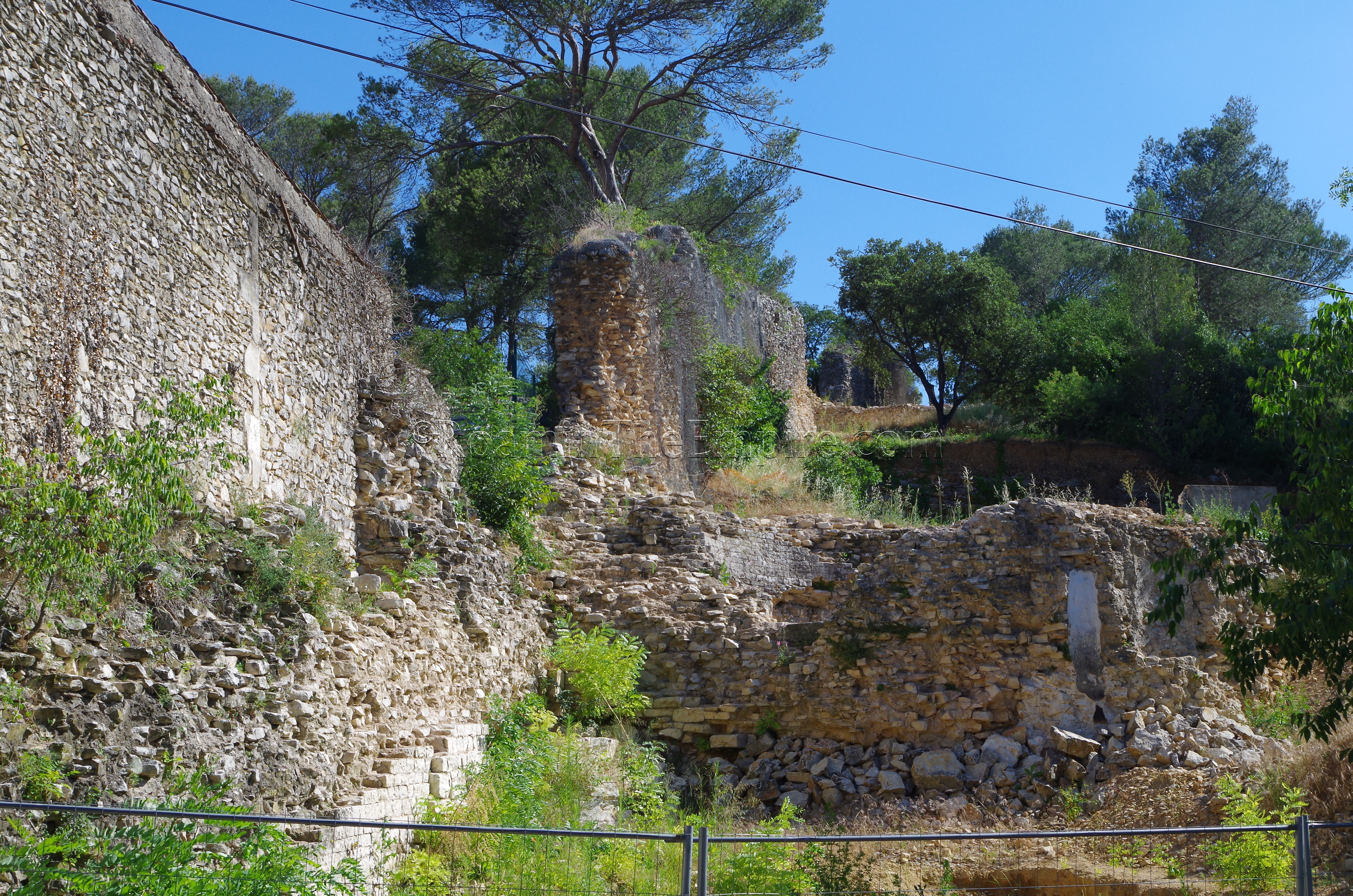 Section of the city walls off the D999. Nemausus. Nîmes.