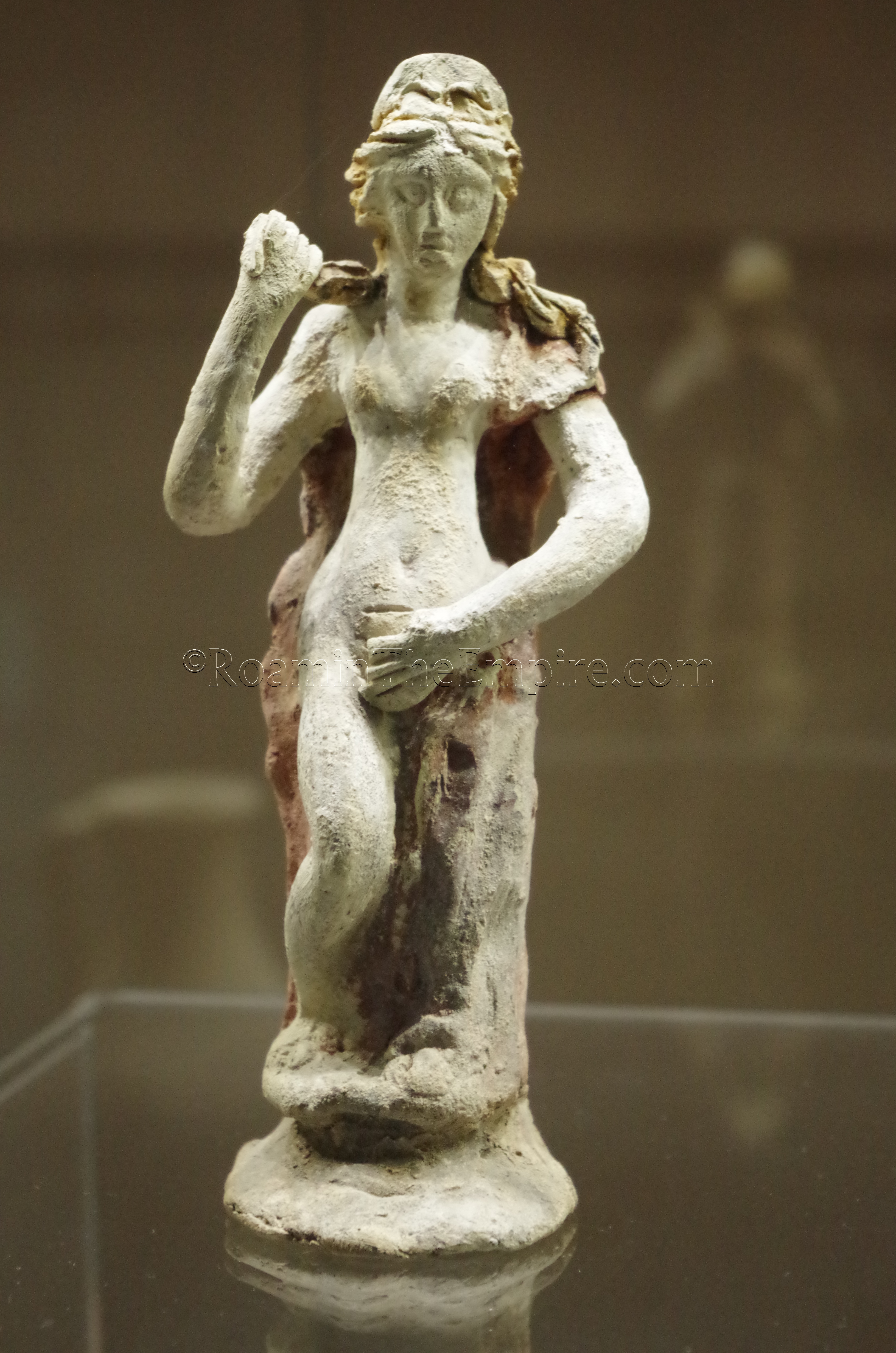 Terracotta statuette of Venus from the Tomb of the Blonde Venus, displayed in the Museo Archeologico ‘Ferruccio Barreca’. Sant'Antioco.