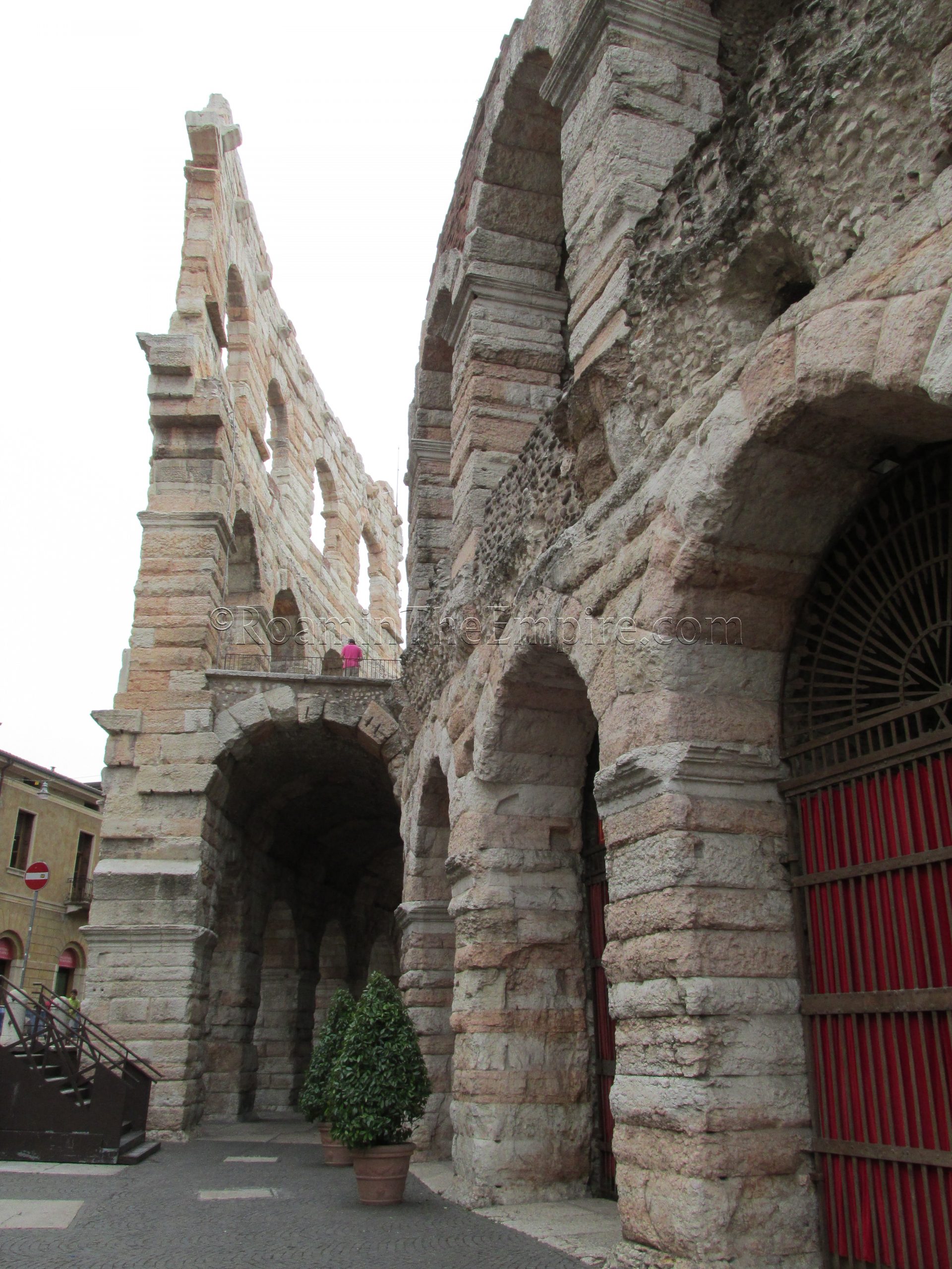 Small remaining section of the outer walls of the amphitheater. Verona.