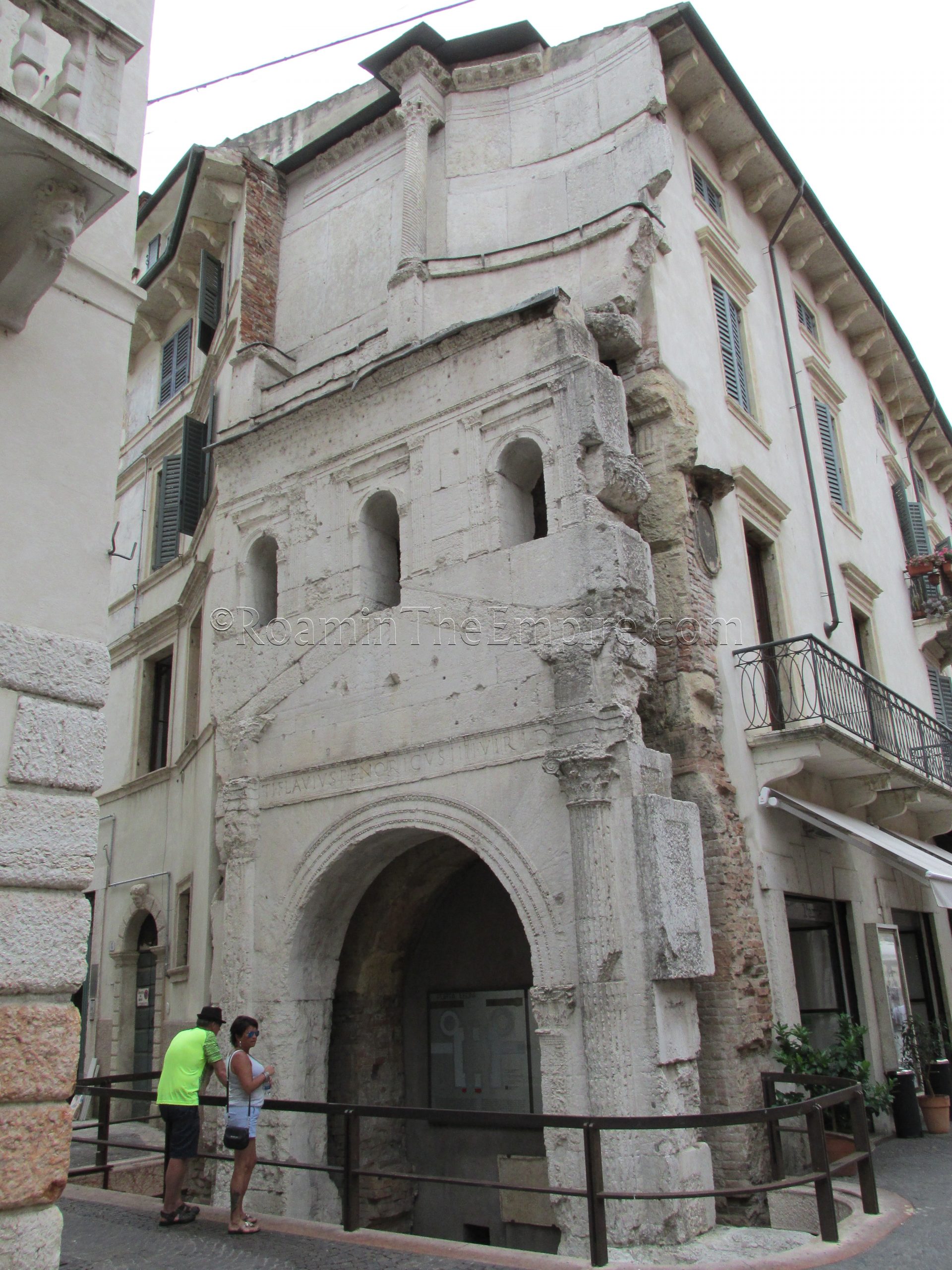 Interior imperial facade of the Porta Leoni. Verona.