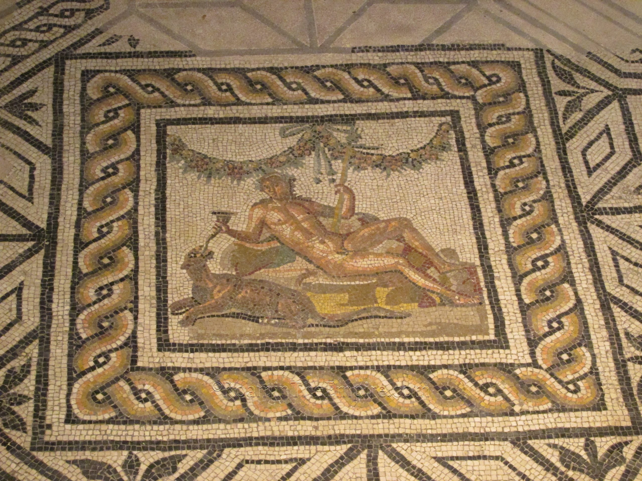 Dionysus mosaic in the Domus of Dionysus. Museo di Santa Giulia.