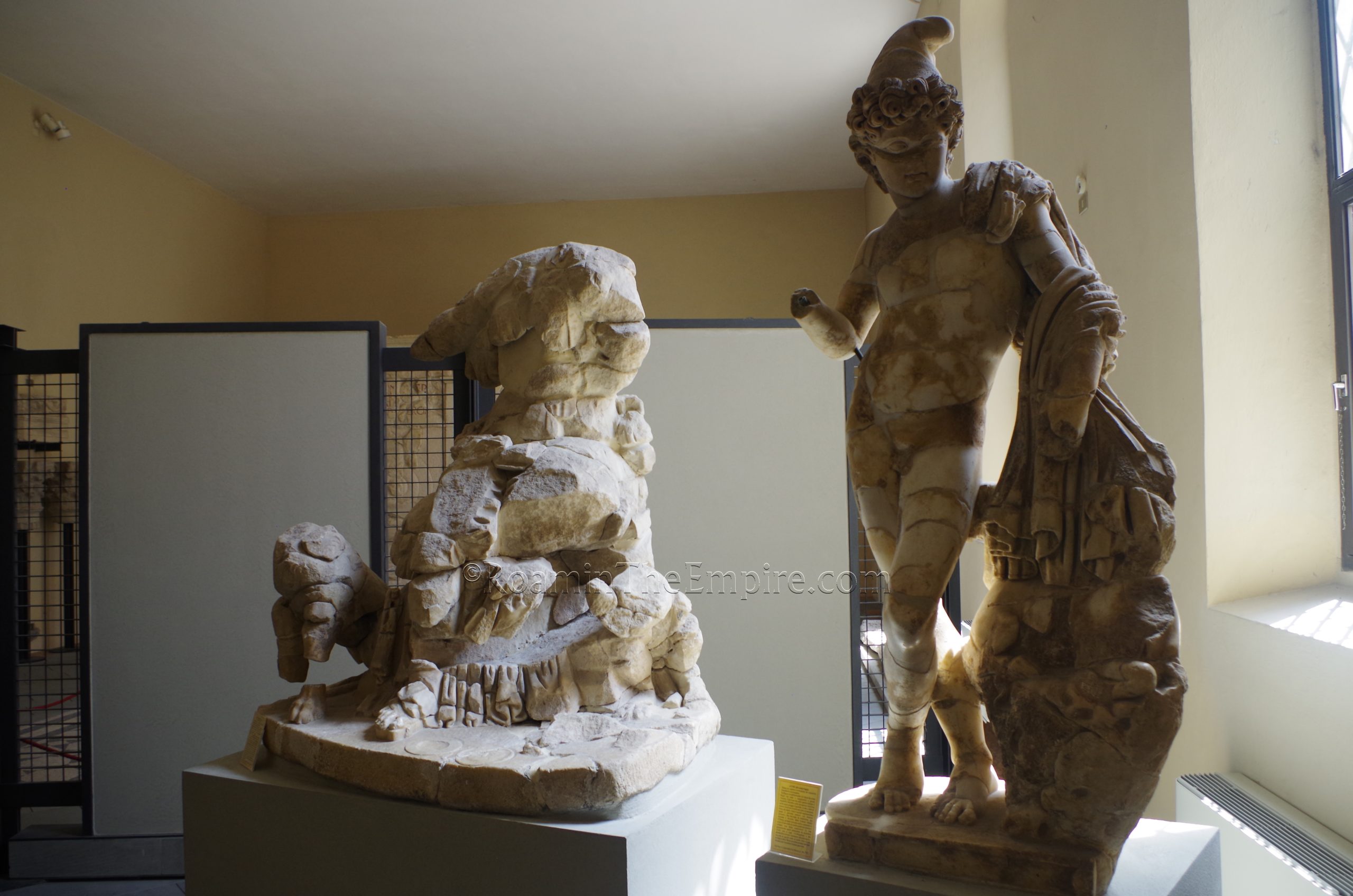 Magna Mater/Cybele and Attis statues in the Museo Nazionale Archaeologico. Sarsina.