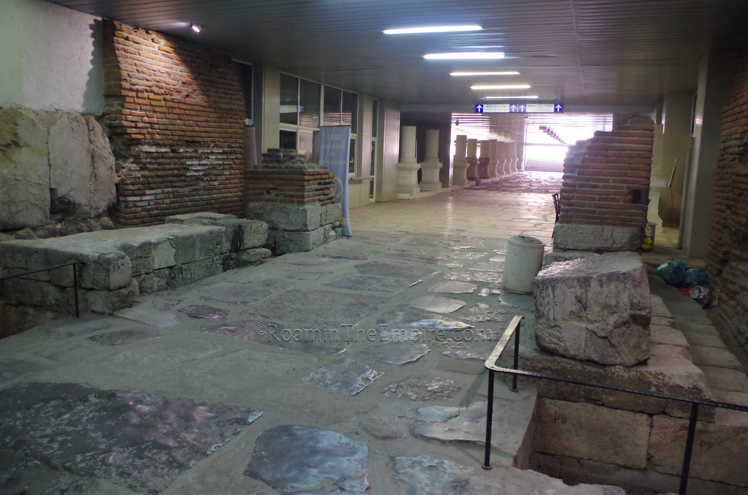 East gate and decumanus maximus in the Ancient Serdica Archaeological Complex.
