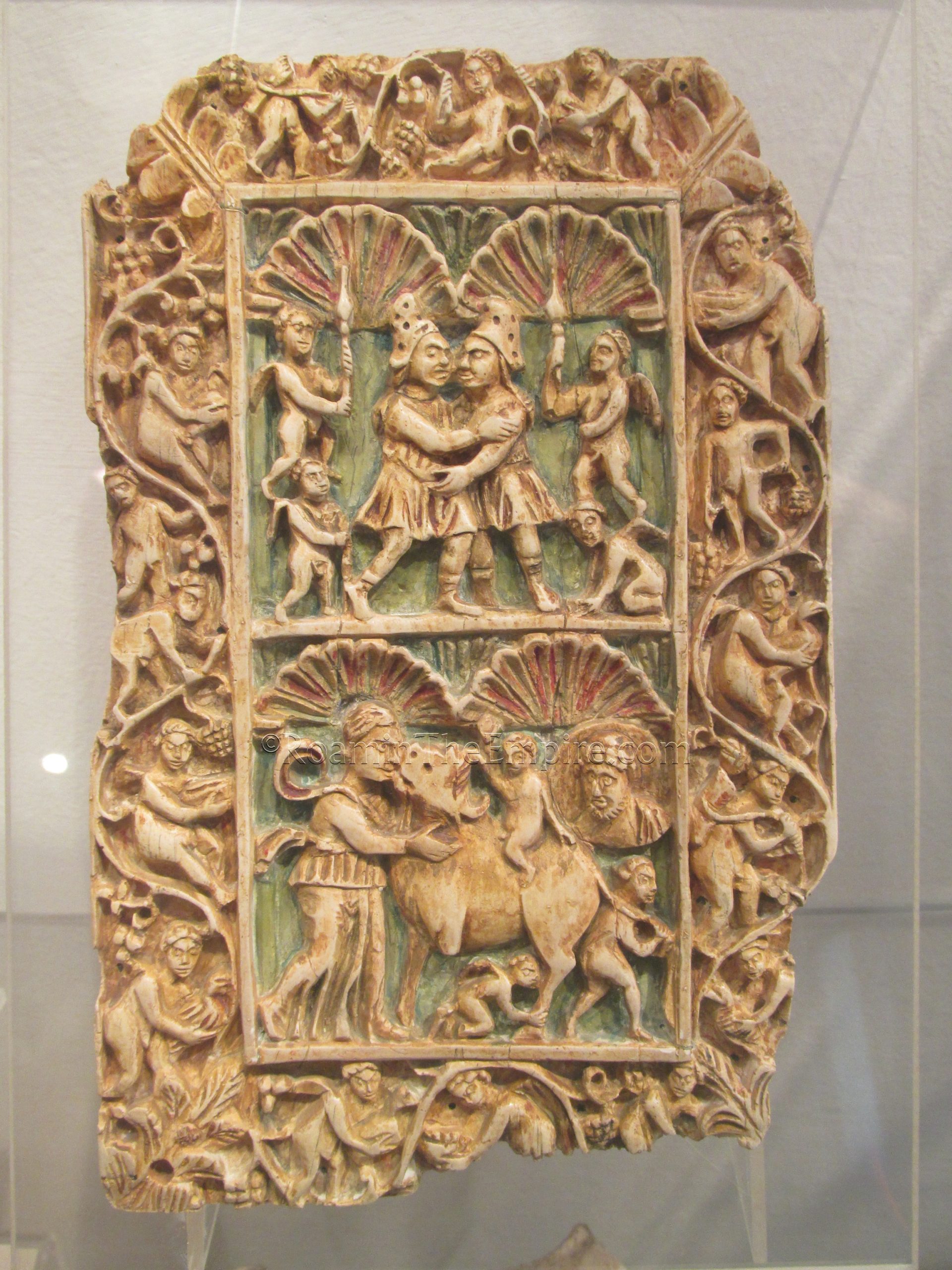 Ivory relief depicting the Dioscouri and Europa. Museo d’Antichità.