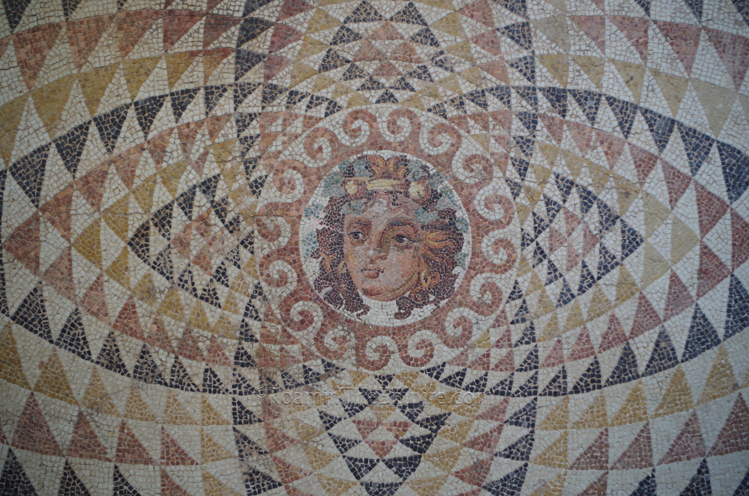 Detail of the Dionysus mosaic. Dated to the 2nd-3rd century CE. Corinth Museum.