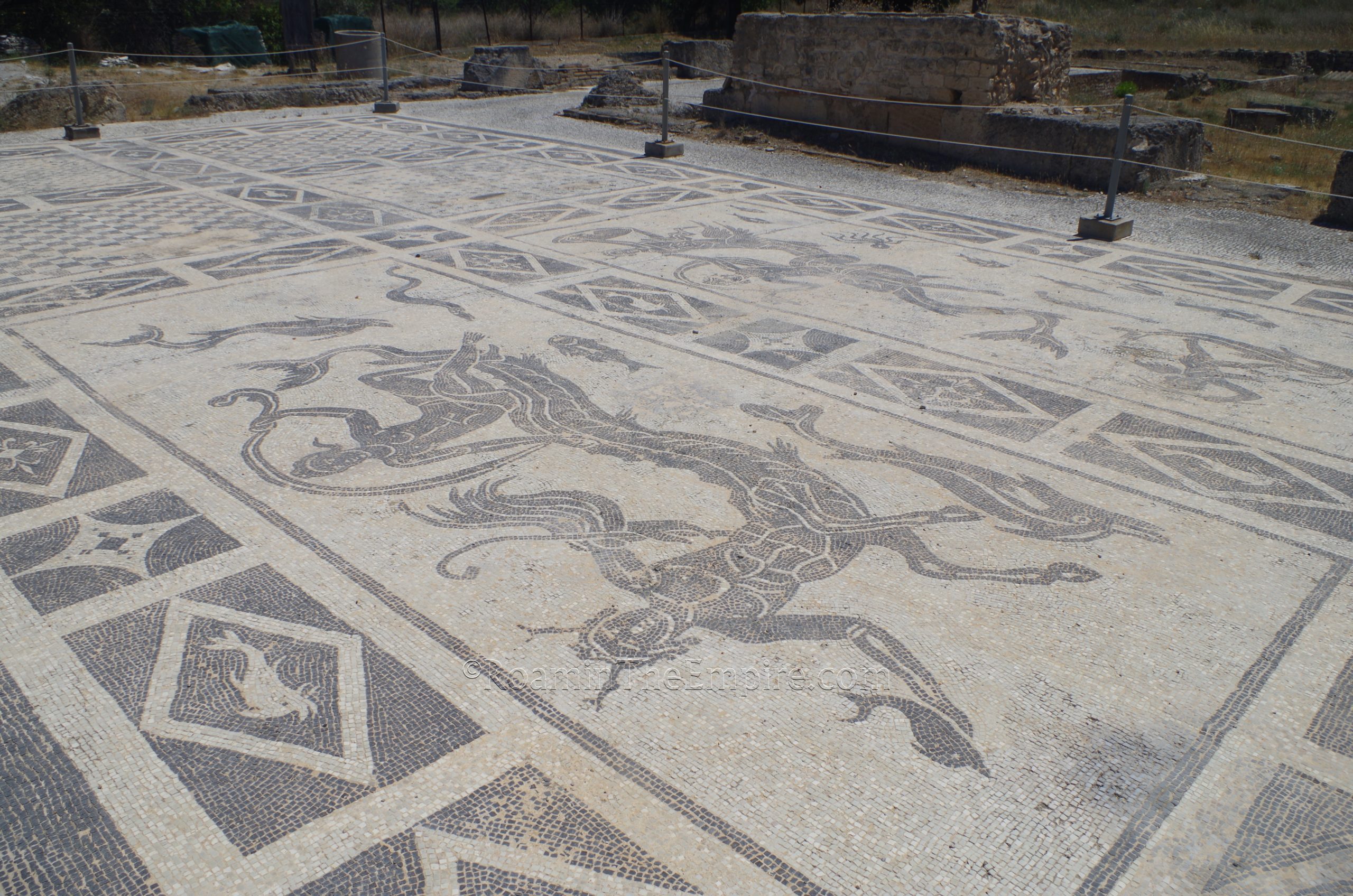 Mosaic in the reception area of the Roman baths. Isthmia.