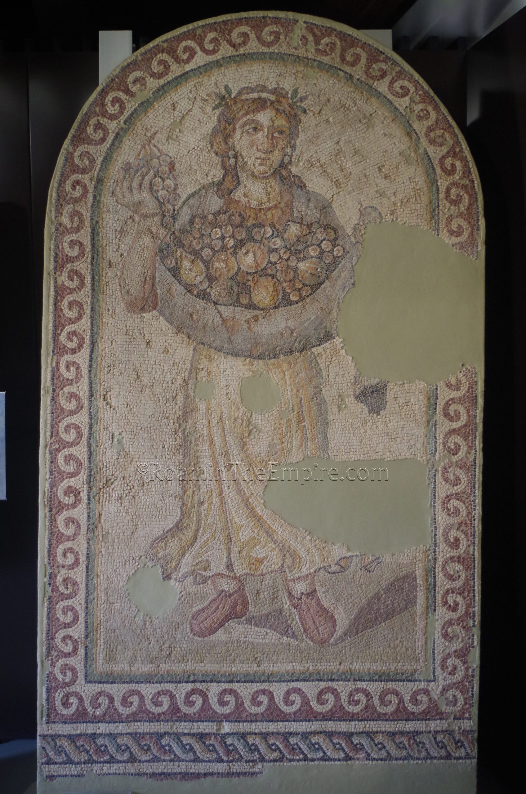 Mosaic of the personification of autumn. Byzantine Museum of Argolis.
