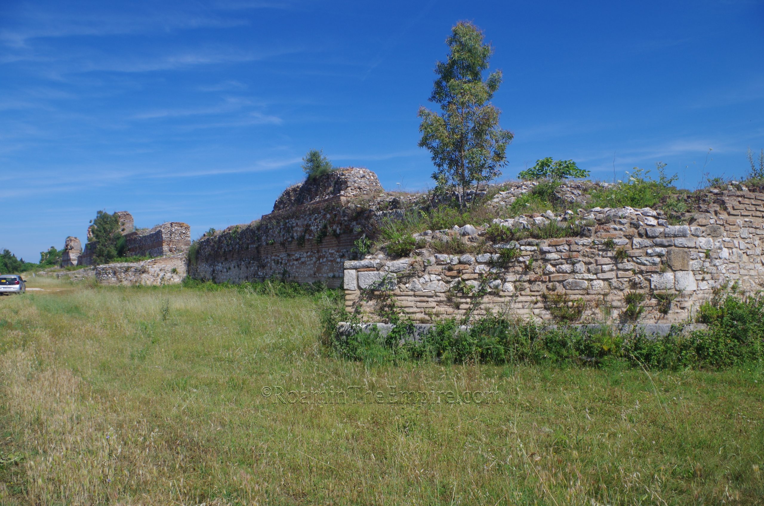 Section of walls and towers between the national road and south gate of the 5th/6th century walls.