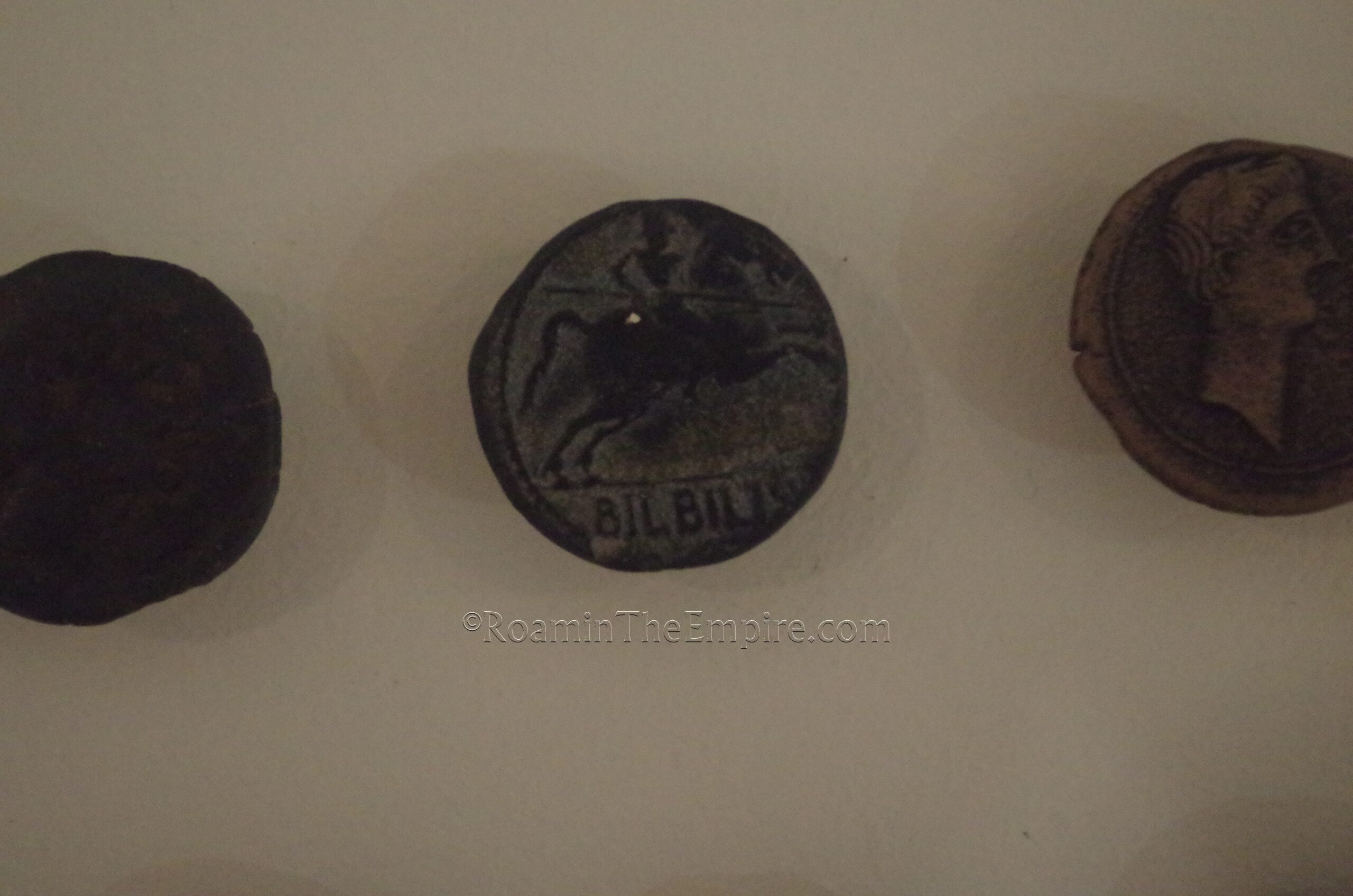 Coins minted around the establishment of Augusta Bibilis, dated to about 27 BCE. Museo de Calatayud.