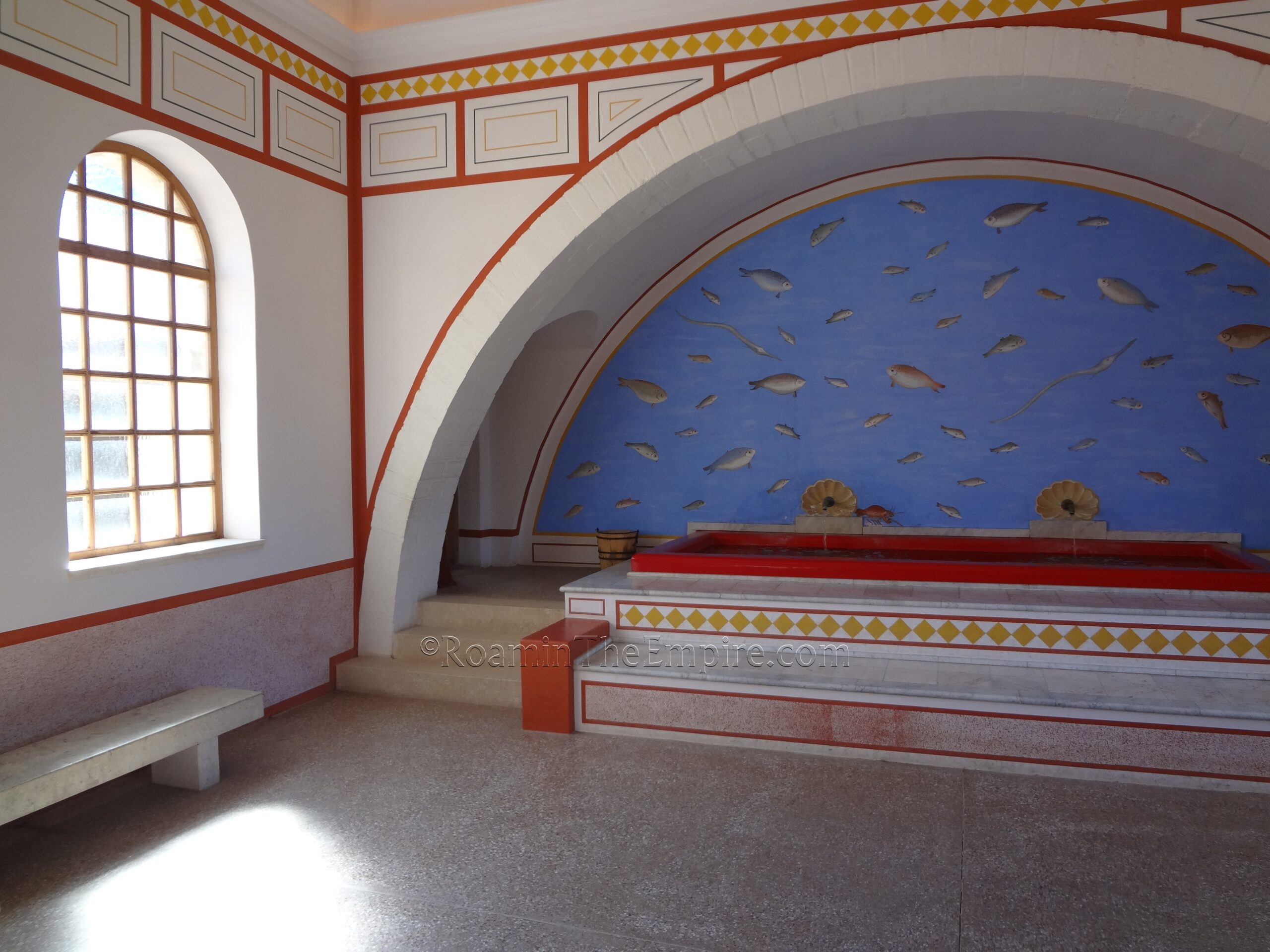Reconstruction of the tepidarium in the baths.