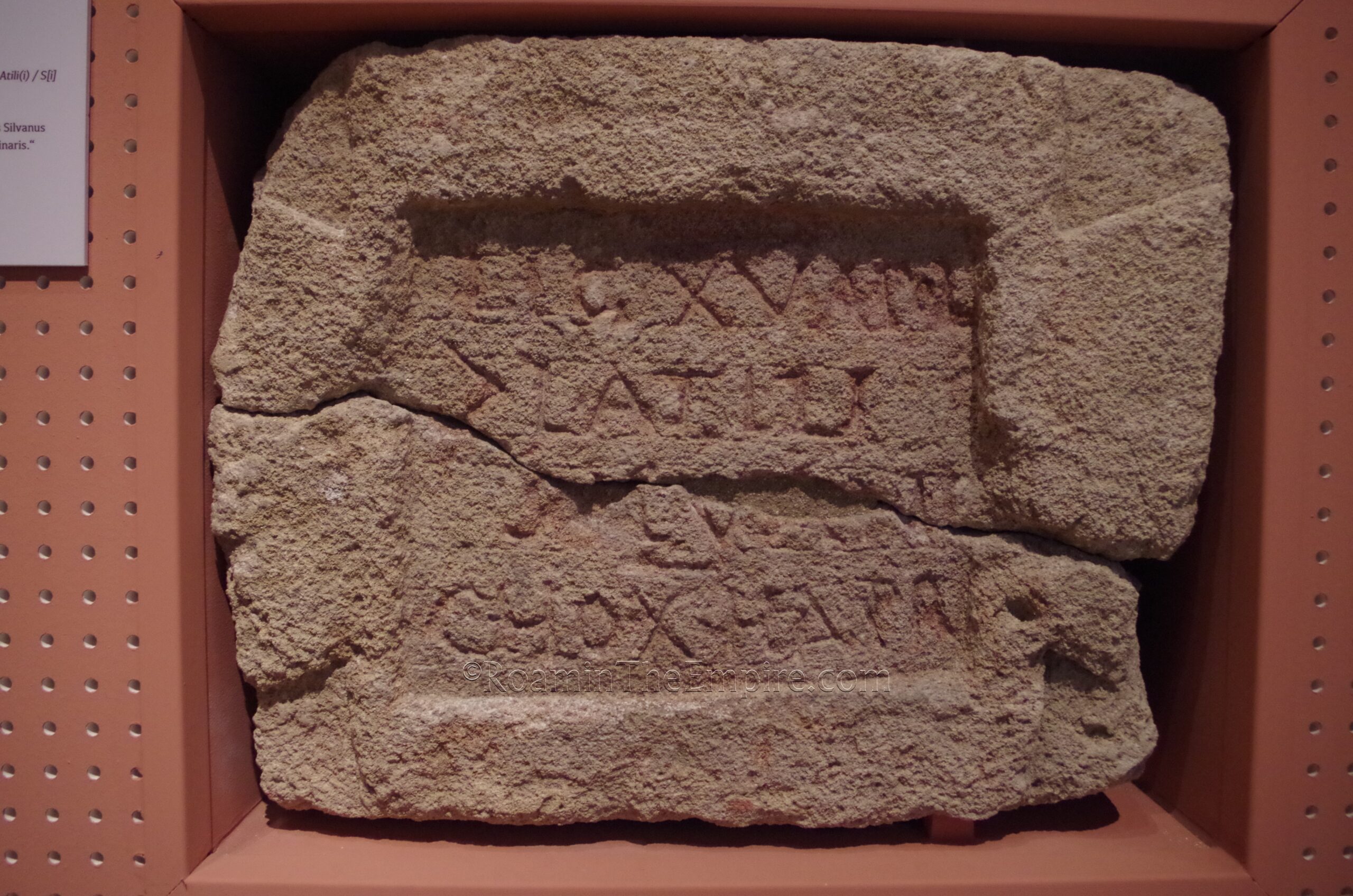 Block with an inscription of the hastatus prior century of Lucius Atilius Silvanus of the 15th cohort of Legio XV Apollonaris. From the legionary camp of Carnuntum. Museum Carnuntinum.