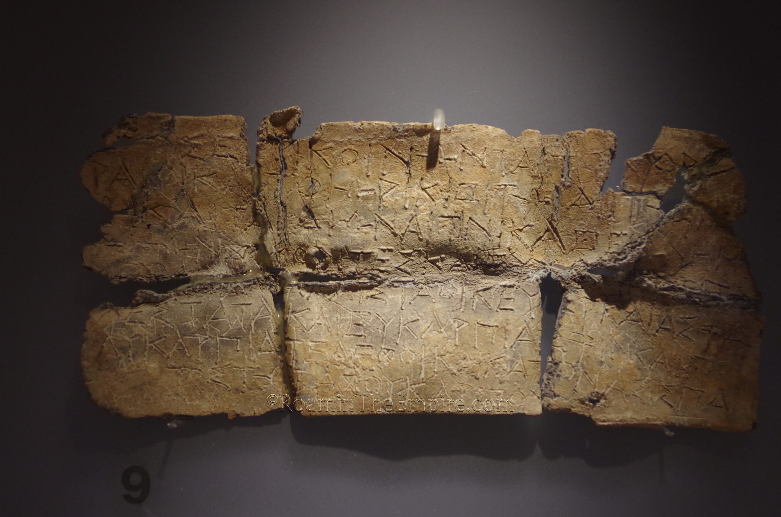 Oracular tablet from Dodona, dated to the second half of the 4th century BCE. On it, the inhabitants of Kerkyra and Oricum ask Zeus Naios and Dione which god or hero they should sacrifice to in order to best rule their lands and enjoy prosperity. Archaeological Museum of Ioannina.