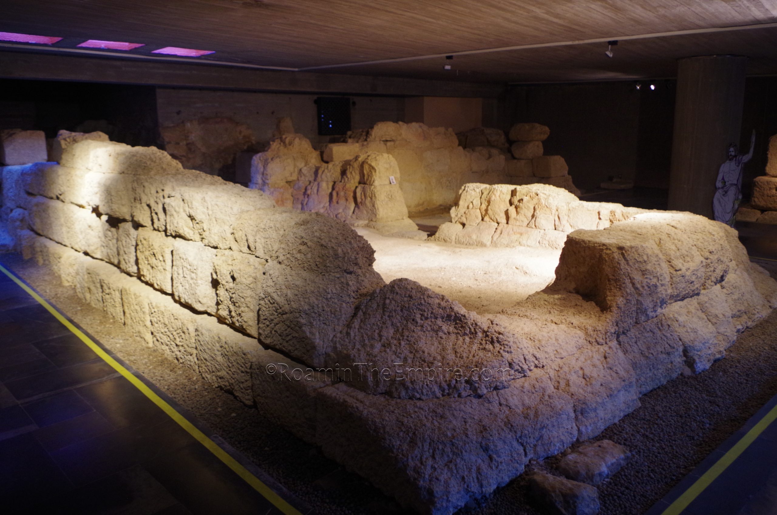 Remains of the tower foundations of the porta principalis sinistra in the Cripta Arqueológica de Puerta Obispo. Castra Legionis.
