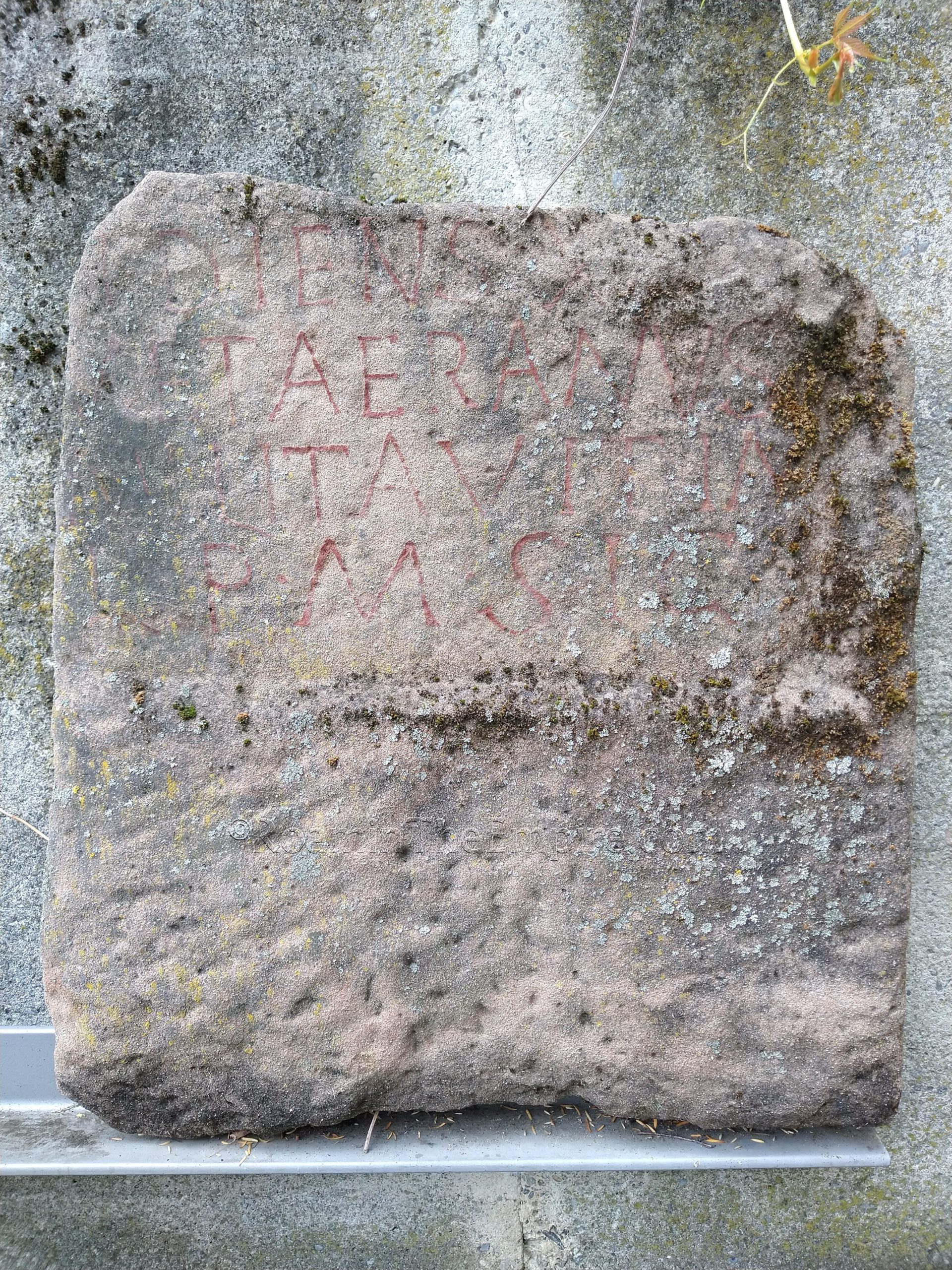 Partial funerary inscription of a soldier who served as the signifer (standard bearer) in Legio I Martia. Dated to the early 4th century CE, found reused in a medieval grave. From the lapidarium of the Museum and Römerhaus Augusta Raurica.