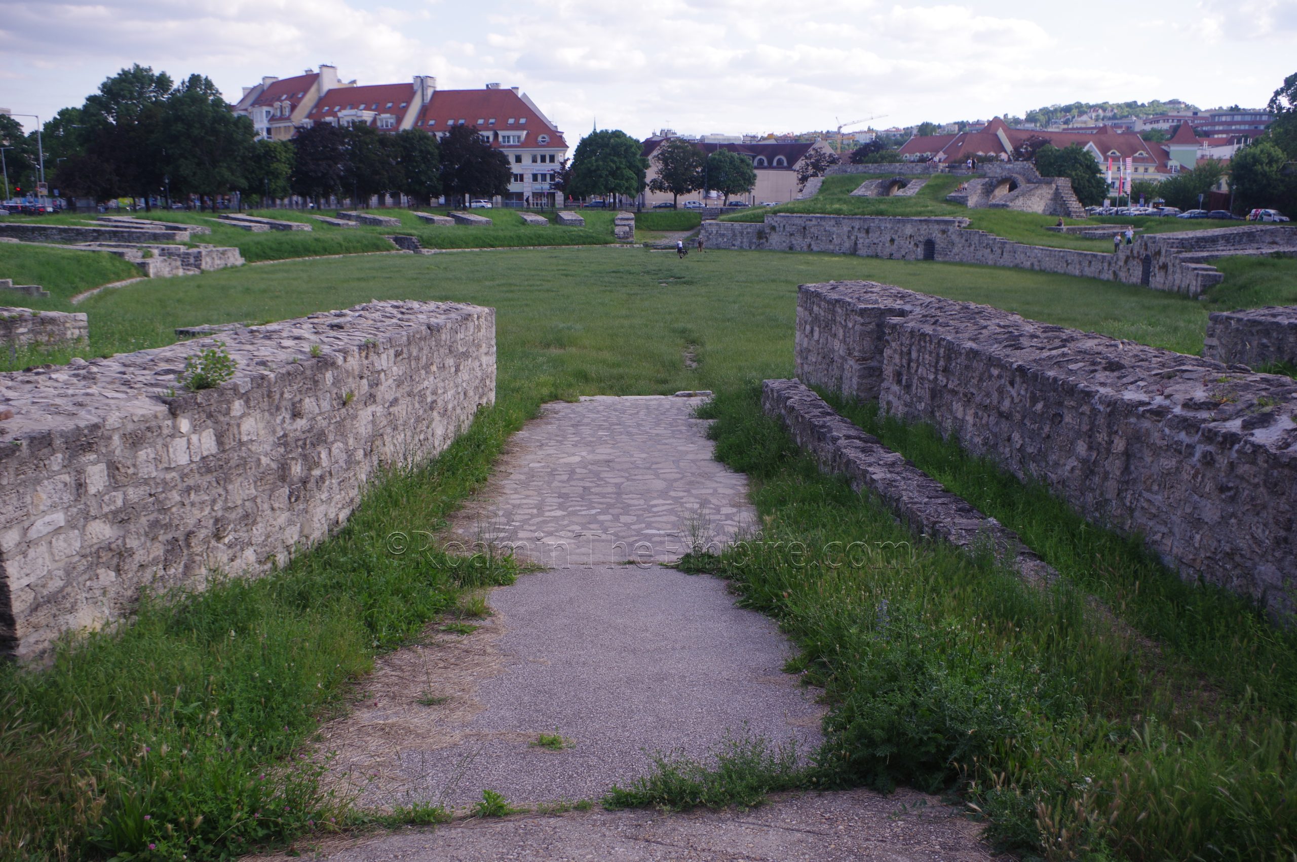 Military amphitheater from the north entrance. Aquincum.