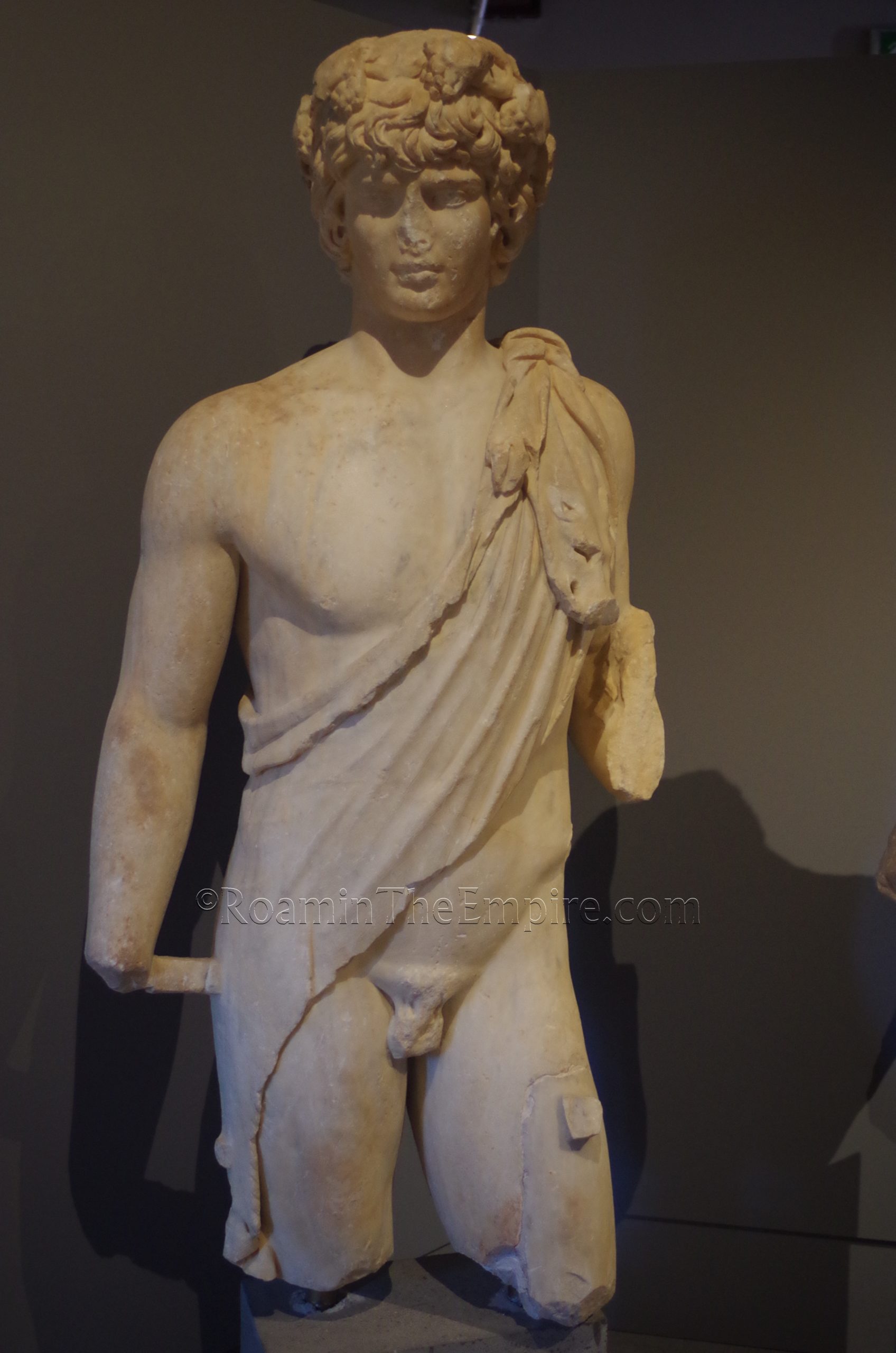 Statue of Antinous as Dionysus. From public baths at Aedepsus. Dated to the 2nd century CE. New Archaeological Museum of Chalkis "Arethousa."