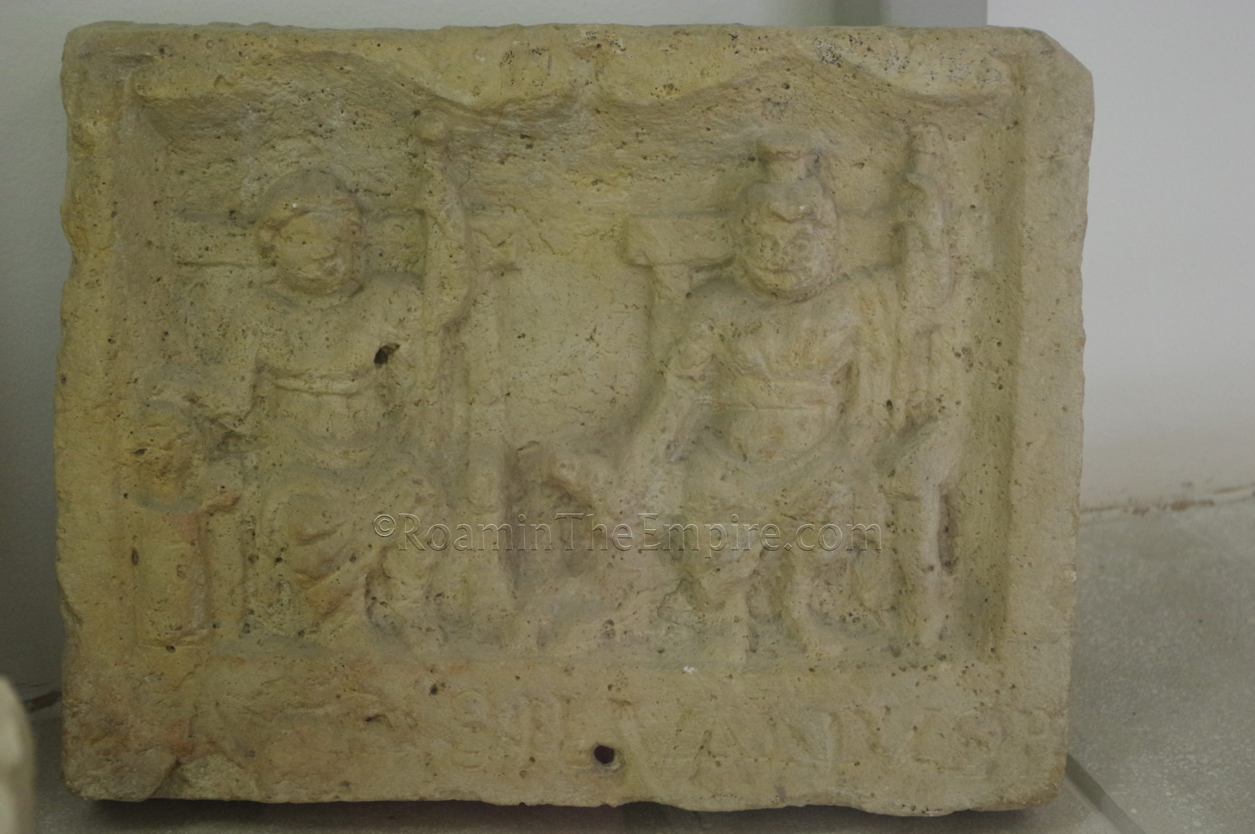 Votive relief dedicated to Pluto and Proserpina by Marcus Publius Silvanus. From Óbuda, dated to the 3rd century CE. Aquincum Archaeological Museum.