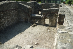 Apodyterium, tepidarium, and caldarium on the west side (men's side) of the Double Baths.