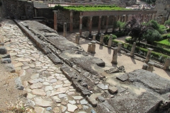 Road and latrine area.