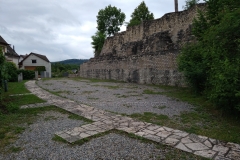 Rear area of the theater with the footprint of the original dimensions of the theater.