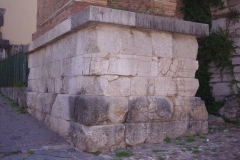 Opus quadratum base of the Arco del Sacramento.