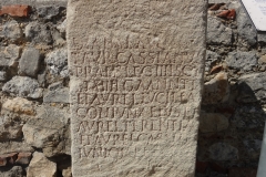 Altar to Diana Augusta found used in the core of the Heidentor, and formerly displayed at the site of the Heidentor circa 2012 (it was no longer there in 2021).  Dedicated by Titus Aurelius Cassianus, praefectus of Legio IIII Scythicae and Legio XIIII Gemina Antoninianarum, and Aurelia Lucilla, Aurelia Terentia, and Aurelius Cassianus, son of the primary dedicator.