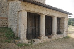 Reused material in the porch of the Chiesa Santi Cosma e Damiano.
