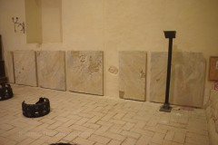Marble slabs from the floor of a building in the forum, on display in the Chiesa Santi Cosma e Damiano.