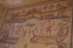 Detail of a fishing scene from a mosaic in the fourth room of the private apartments.