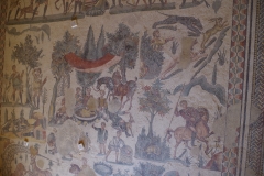 Detail of the middle register of the Small Hunt mosaic.