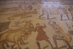 Detail of the Great Hunt mosaic with a scene depicting the punishment of a slave.