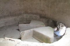 Interior of the castellum aquae at Pompeii with dividing blocks to direct water through different pipes.