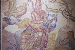 Detail of Orpheus among the animals from the Casa de Orfeo.