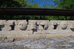Shield and armor frieze on the east side of the basilica.