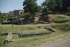 Area with the bases and paving adjacent to the theater.