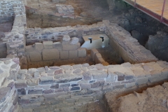 Latrines in the bathing area at the Arqueositio Cántabro-Romano de Camesa-Rebolledo.
